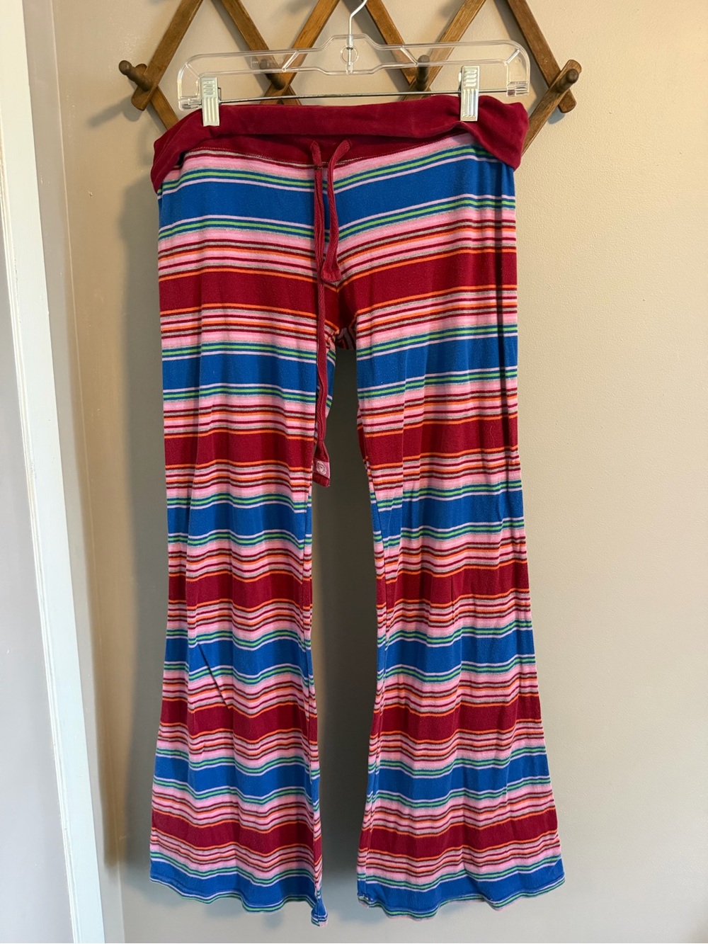 Vintage VS PINK Y2K Striped Foldover Flare Pajama Pants M